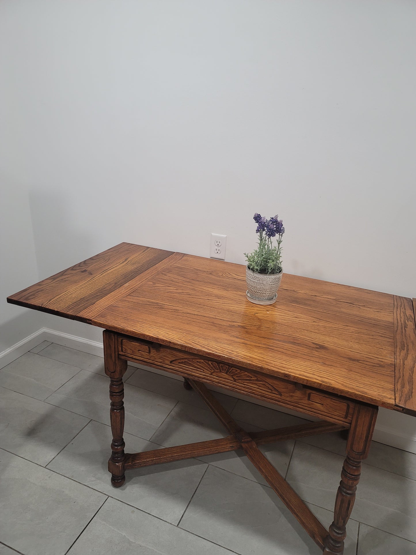 Antique Oak Extendable Dining Table Farmhouse