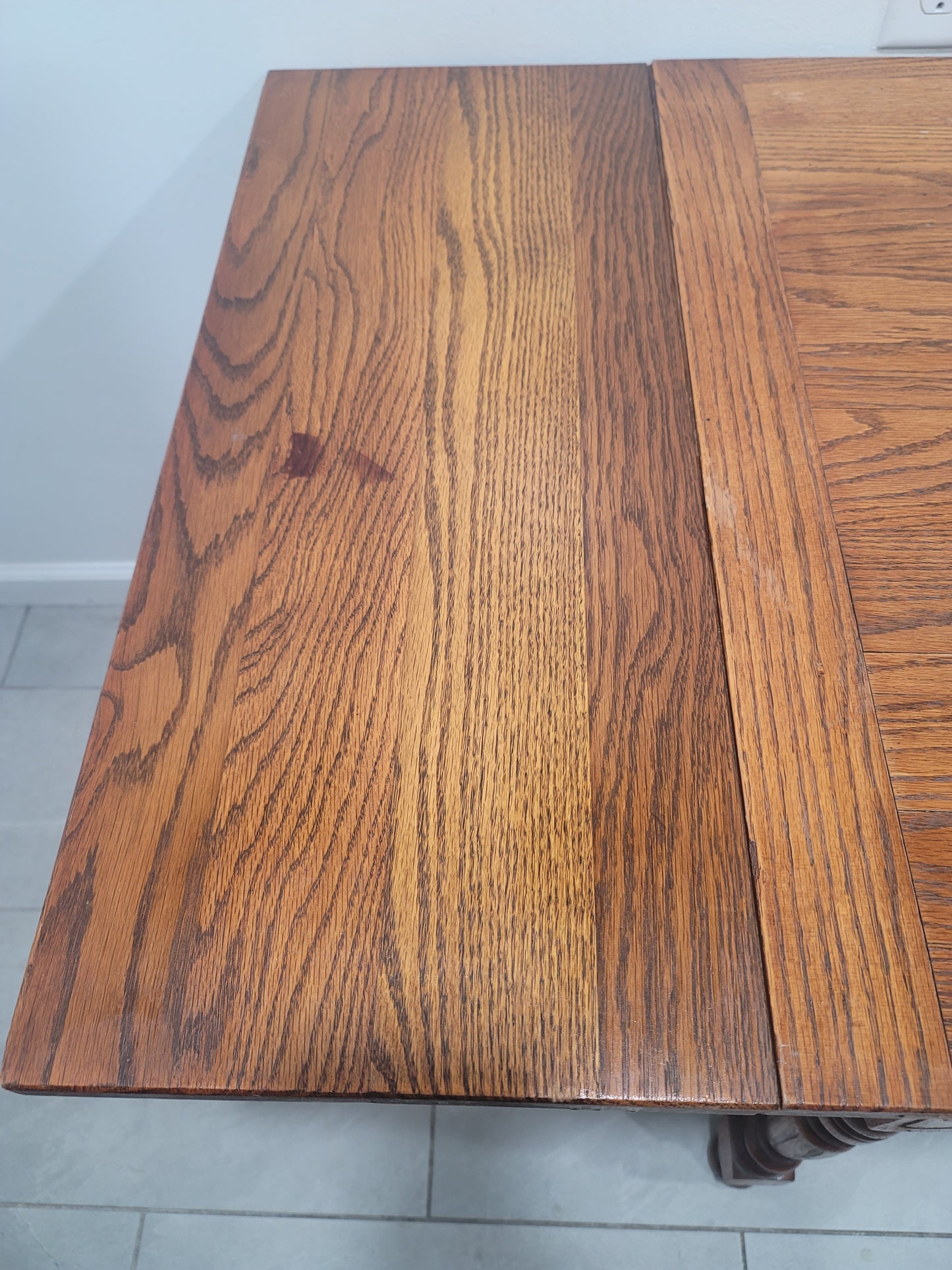 Antique Oak Extendable Dining Table Farmhouse