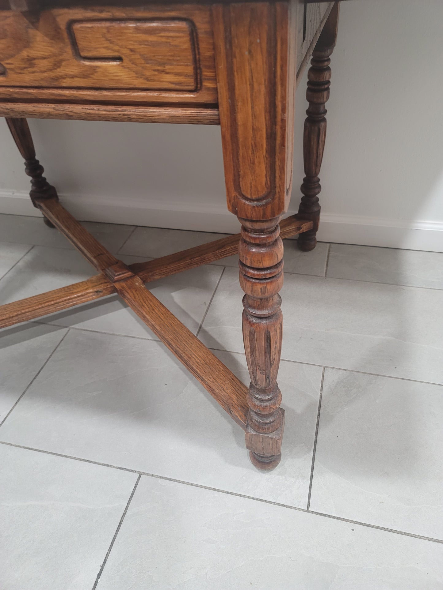 Antique Oak Extendable Dining Table Farmhouse
