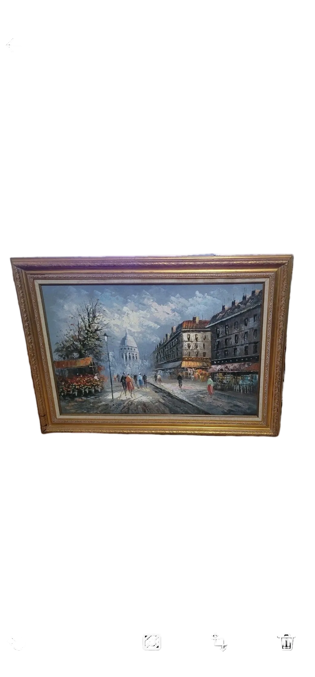 Vintage Parisian Impressionist Oil Painting Xlarge Gold Frame