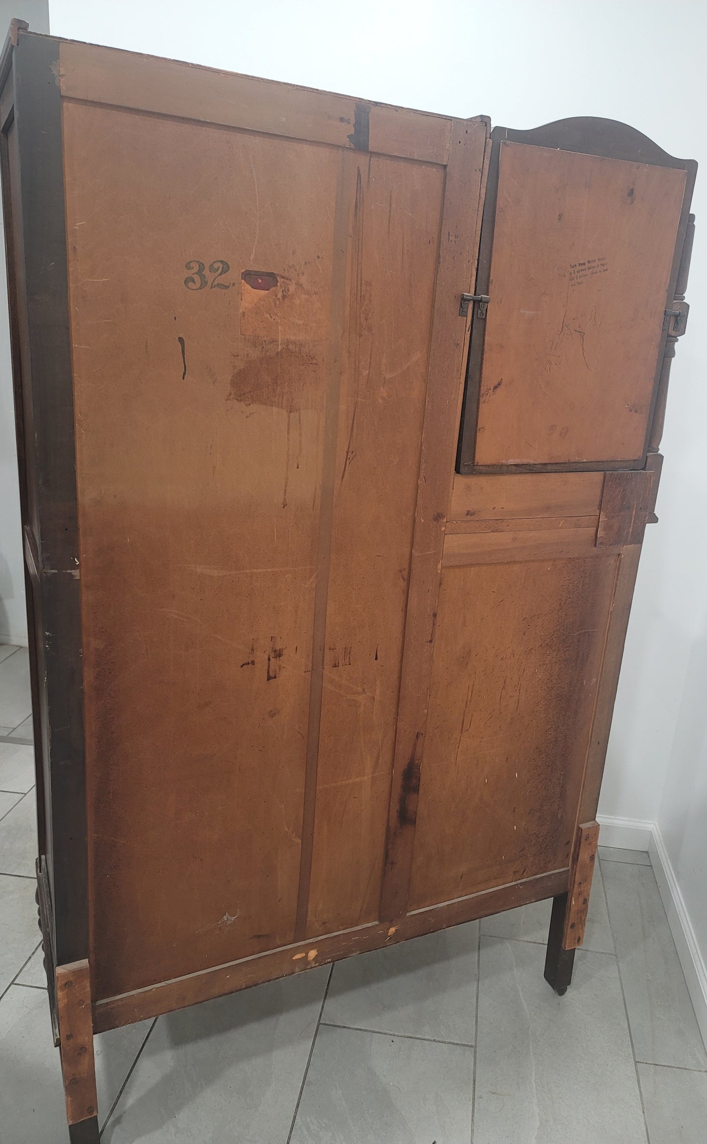Antique Walnut Wardrobe Armoire Chifferobe Dresser