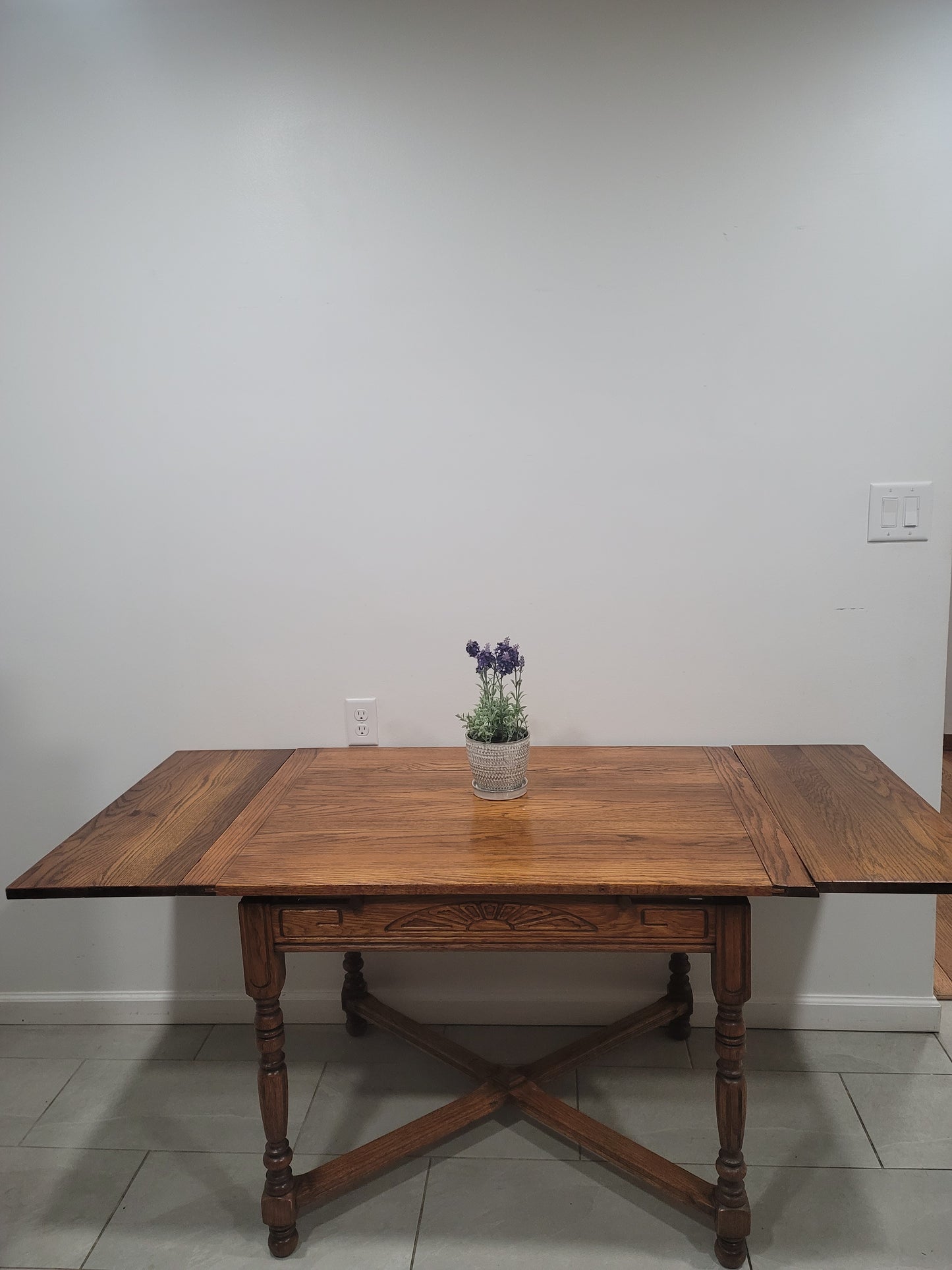 Antique Oak Extendable Dining Table  Farmhouse