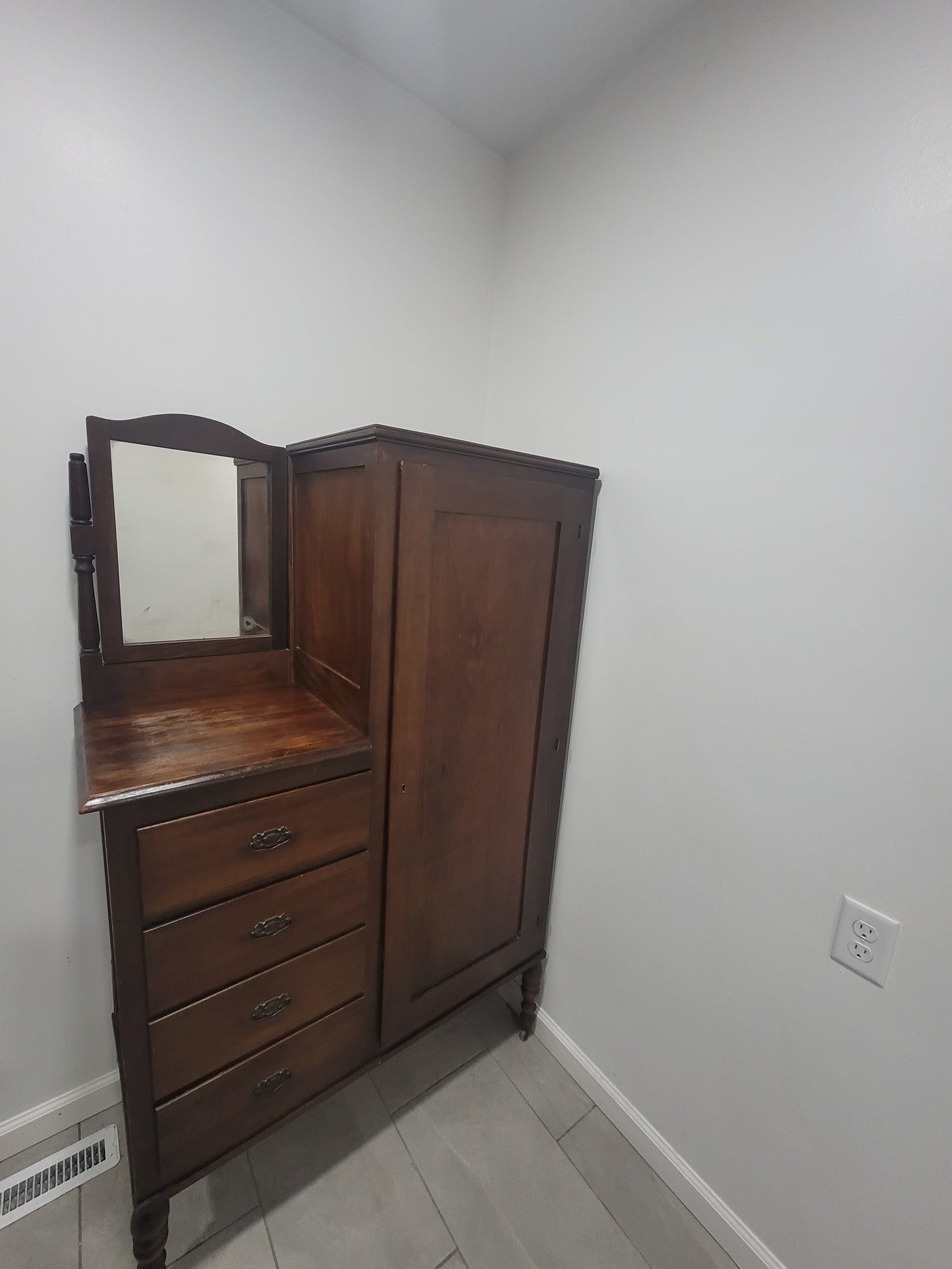 Antique Walnut Wardrobe Armoire Chifferobe Dresser