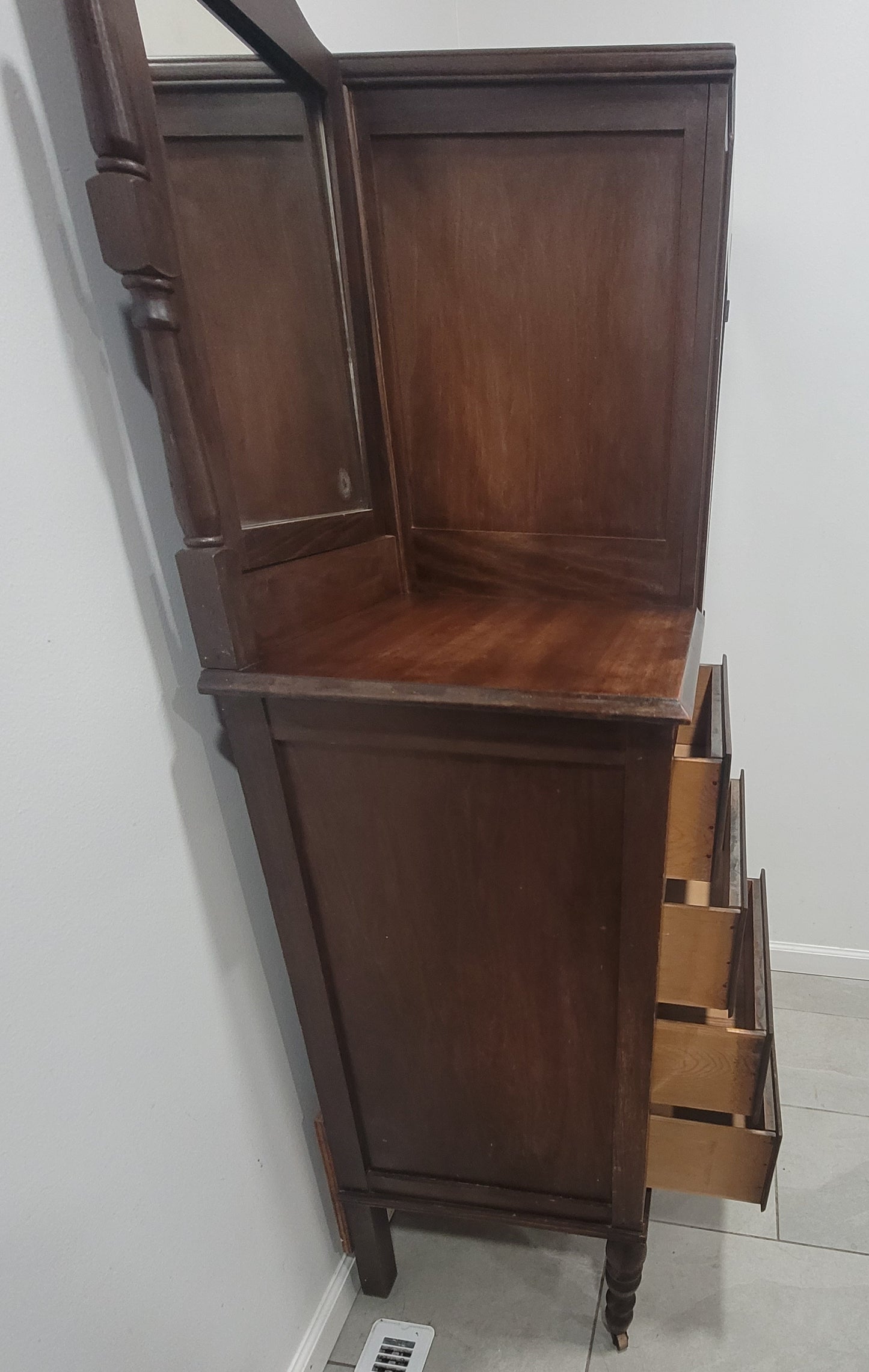 Antique Walnut Wardrobe Armoire Chifferobe Dresser